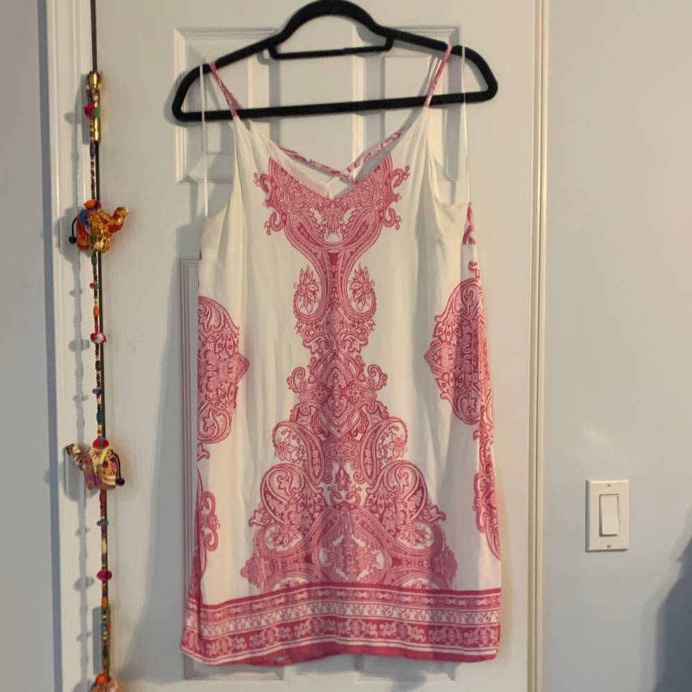 Elegant Pink and White Mini Dress